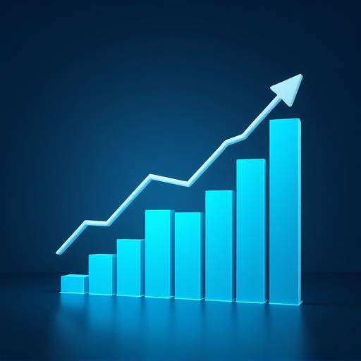 Abstract financial graph showing upward trend with accessibility icon overlaid